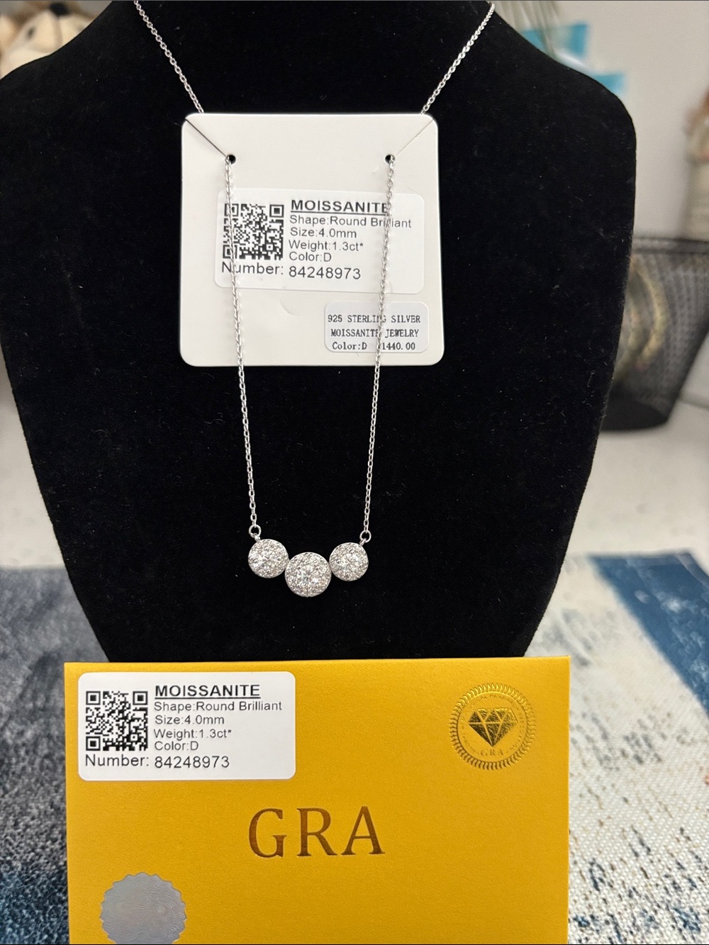 Moissanite Diamonds Triple Circle Sterling Silver, 1.3 CTW, Color:D